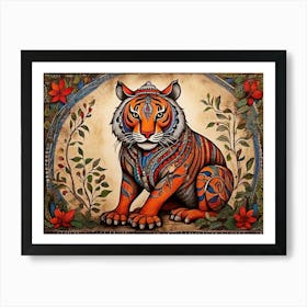 Default Traditional Madhubani Style Painting Of A Tiger On A T 1 (3) Art Print