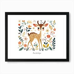 Little Floral Antelope 3 Poster Art Print