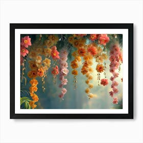 Flowers Hanging From A Tree Art Print