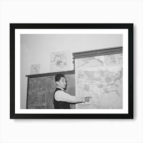 School Teacher In Grade School Teaching Geography, Concho, Arizona By Russell Lee Art Print