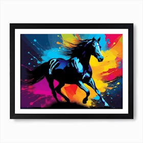 Modern Horse Art, Black Horse portrait, 105 Art Print