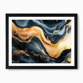 Abstract Gold And Black Painting Art Print