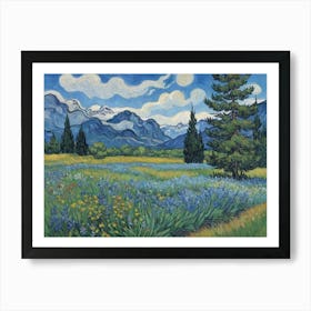 Whispers of the Wilderness Field Of Blue Flowers Art Print