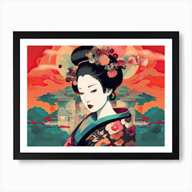 Simple Illustration Geisha 3 Art Print