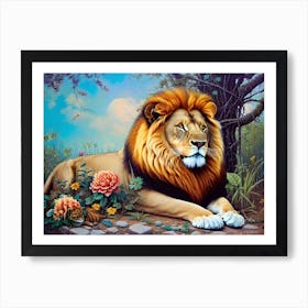 Lion In The Forest 2 Art Print