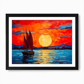 Whistlerian Sailing Vignette Art Print