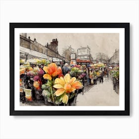Columbia Road Flower Market Cloudy Day Art Print