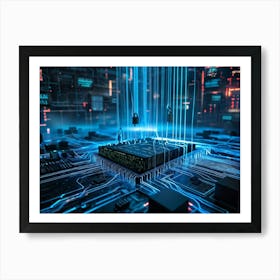 Advanced Cybersecurity Concept Visualized By A Thick Lens Of Intertwined Metallic Wires Representing (2) Art Print