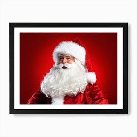 A Traditional Santa Claus Costume With Vivid White Fur Accents Bright Red Coat Velvet Hat And Flu (4) Art Print