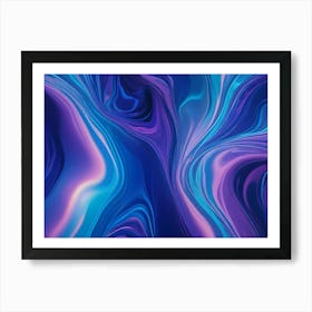 Abstract Swirling Image With Flowing Lines And Textures In Shades Of Deep Blue, Purple, And Pink, Creating A Dynamic And Fluid Movement Art Print