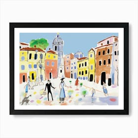 Ferrara Italy Cute Watercolour Illustration 2 Art Print