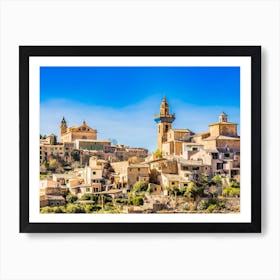 Valldemossa, Idyllic view of mediterranean village at Spain, Mallorca. This idyllic location is a traveler's paradise, offering a rural scene that is both peaceful and inspiring. Experience the beauty of Spain and the Balearic Islands Art Print