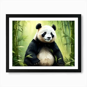 Cute Panda In The Forest Art Print