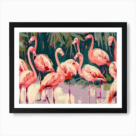 Tropical Pink Flamingos  Art Print