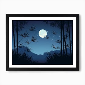Bamboo Forest At Night Art Print 1 Art Print