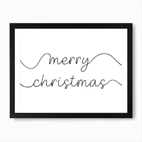 Merry Christmas Script Black and White 1 Art Print