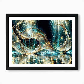 Sparkling golden waves in the sea 11 Art Print