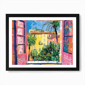 Barcelona From The Window View Painting 1 Art Print