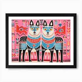 Wolf 4 Folk Style Animal Illustration Art Print