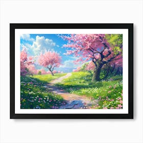 Cherry Blossoms And Path Art Print