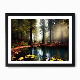 Pond In The Forest Art Print