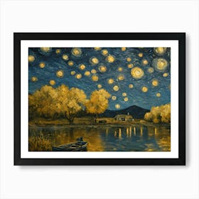 Starry Night on the lake Art Print