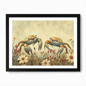 Floral Animal Illustration Crab 2 Art Print