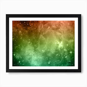 Green, Yellow, Orange Galaxy Space Background Art Print