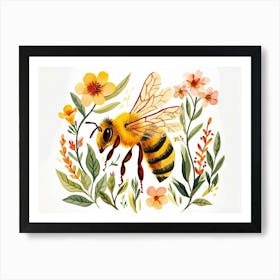 Little Floral Honey Bee 2 Art Print