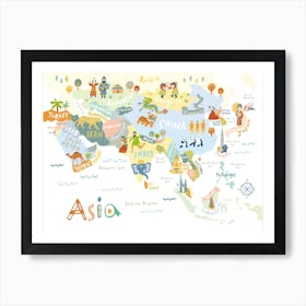 Asia Map Art Print