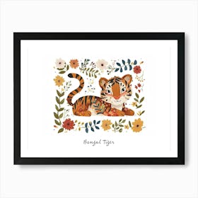 Little Floral Bengal Tiger 1 Poster Art Print