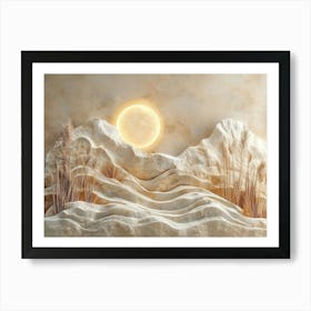 3d Abstract Representations of a Desert Landscape with Textured Sand Dunes and Sparse 1 Art Print