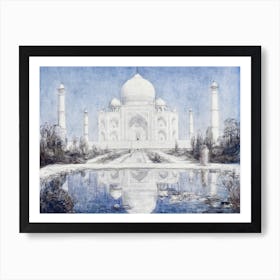 Taj Mahal By Moonlight, Marius Bauer Art Print