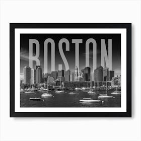 Boston Skyline Monochrome Art Print