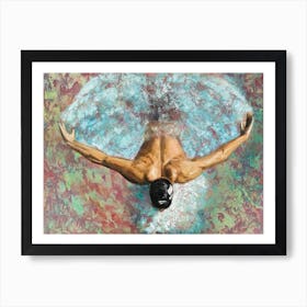 Butterfly Swimmer with Black Cap Art Print