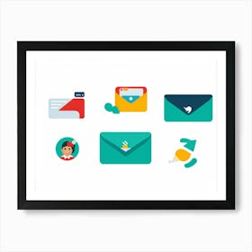 Business Communication Icons Flat Design Minimalistic For Web And Applications Include Envelope (1) Art Print