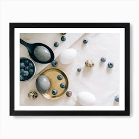 Easter Eggs And Blueberries 2 Art Print