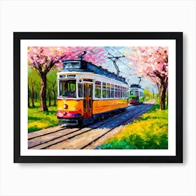 Cherry Blossom Tram Art Print