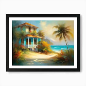 House On The Beach Tropical Art Print