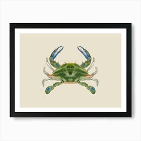 Atlantic Ocean Blue Crab By James Ellsworth De Kay On Cream Art Print