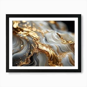 Abstract Marble Texture Swirls Of Gold And Silver Intertwining In A Lavish Dance Of Opulence Palet (1) Art Print