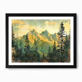 Retro Landscape Illustration 1 Art Print