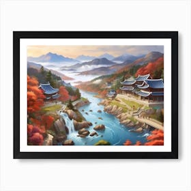 Chinese Village landscape Art Print