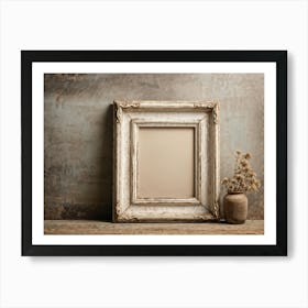 Vintage Textured Cardboard Frame Holding An Artistic Design Edges Worn And Gently Curling Patina O (2) Art Print