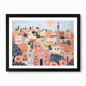 Barcelona Skyline Painting Landscape Art Print