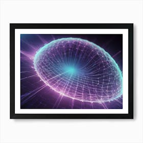 Abstract, Glowing Orb With A Intricate Network Of Lines And Points In A Color Gradient Of Blue, Purple, And White Art Print