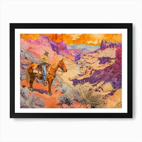 Cowboy Painting Red Rock Canyon Nevada 2 Art Print