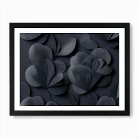 3d Dark Paper Art Fan Shape Nature Flower 2 Art Print