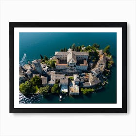 The beautiful island of San Giulia on Lake Orta in Italy. Art Print