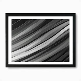 Abstract Background With Flowing, Wavy Lines In Shades Of Gray And Black, Creating A Sense Of Movement And Depth Art Print